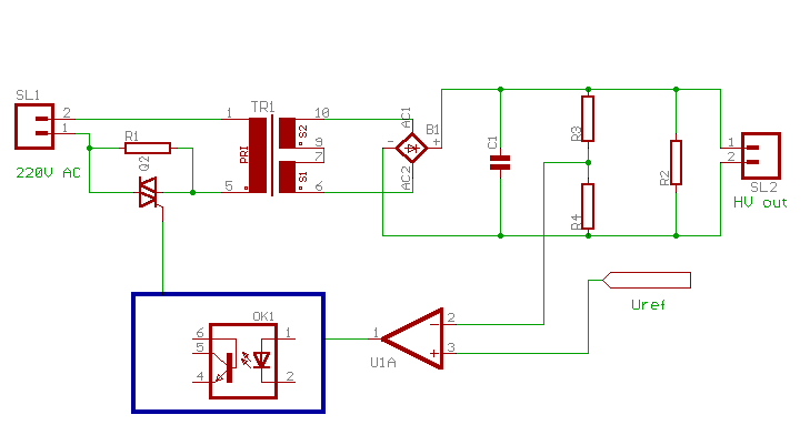 Block schematic of HV-regulator